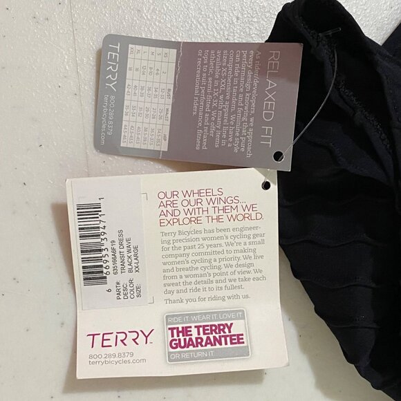 Terry Black Wave Transit Dress XXL Bike Cycling Sports Activewear Commuter - Picture 6 of 9